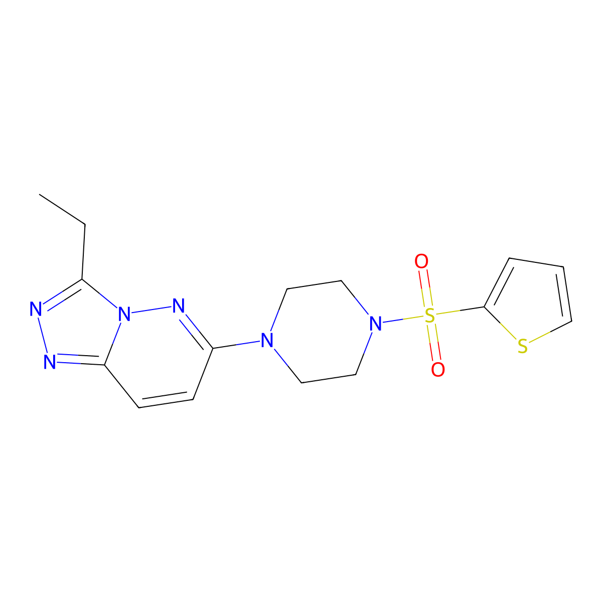 1-{3-Ethyl-[1,2,4]triazolo[4,3-b]pyridazin-6-yl}-4-(thiophene-2-sulfonyl)piperazine molecular structure, CAS 1060343-15-8