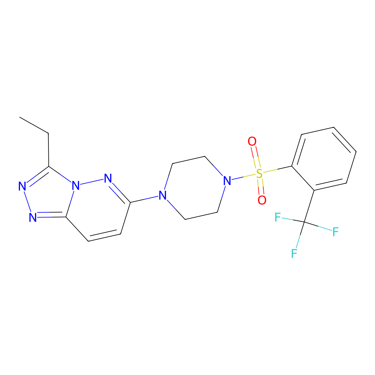 1-{3-Ethyl-[1,2,4]triazolo[4,3-b]pyridazin-6-yl}-4-[2-(trifluoromethyl)benzenesulfonyl]piperazine molecular structure, CAS 1060343-22-7