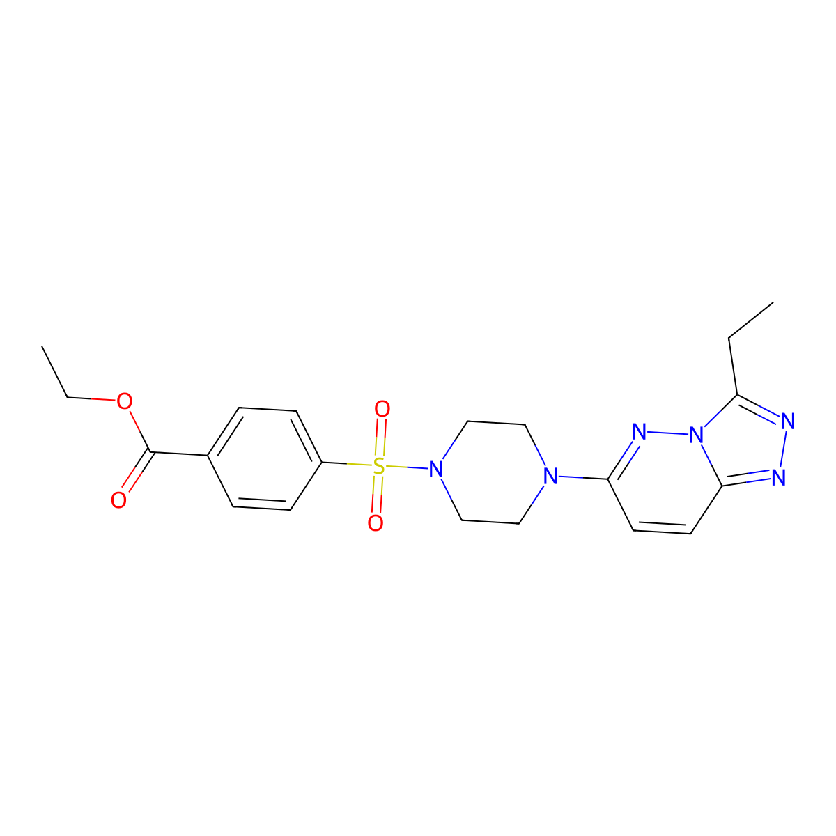 Ethyl 4-[(4-{3-ethyl-[1,2,4]triazolo[4,3-b]pyridazin-6-yl}piperazin-1-yl)sulfonyl]benzoate molecular structure, CAS 1060343-49-8