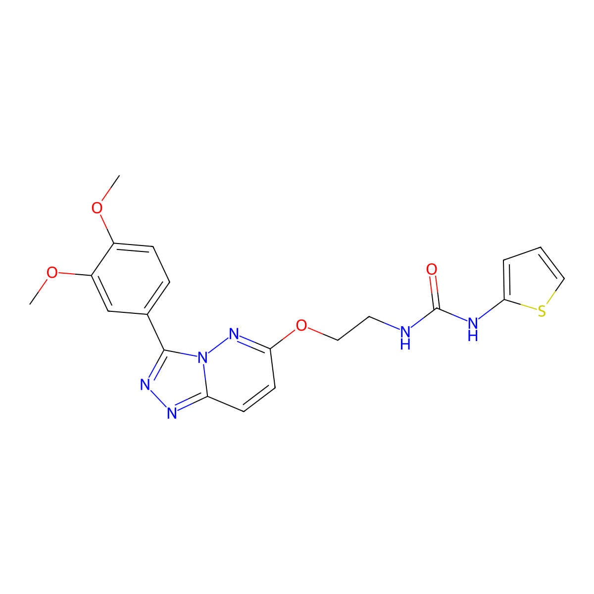 1-(2-((3-(3,4-Dimethoxyphenyl)-[1,2,4]triazolo[4,3-b]pyridazin-6-yl)oxy)ethyl)-3-(thiophen-2-yl)urea molecular structure, CAS 1060348-19-7