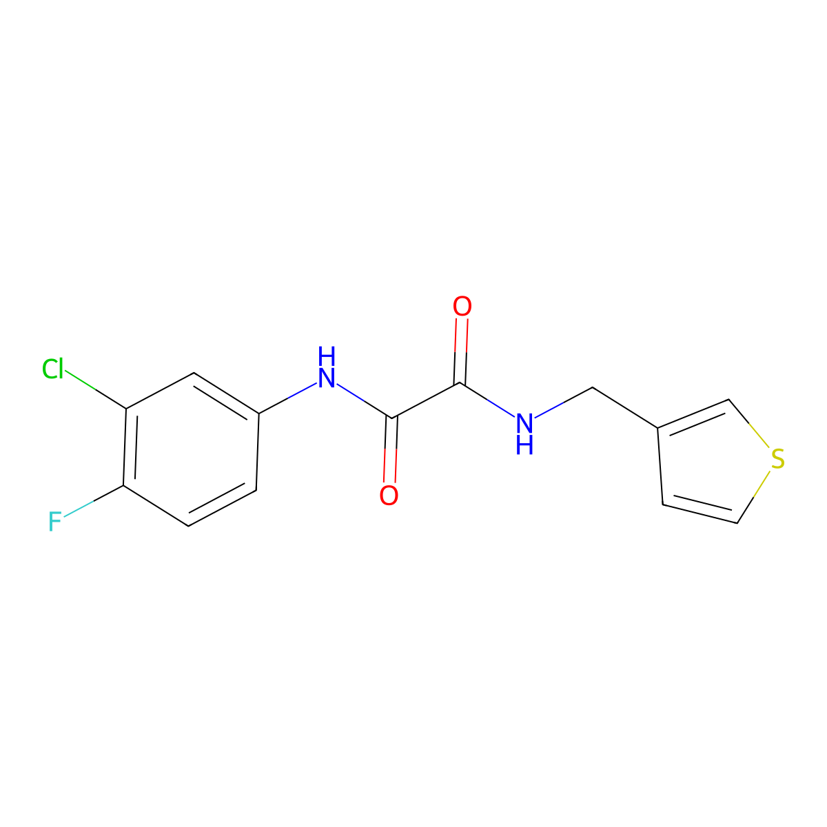 N'-(3-chloro-4-fluorophenyl)-N-[(thiophen-3-yl)methyl]ethanediamide molecular structure, CAS 1060349-24-7