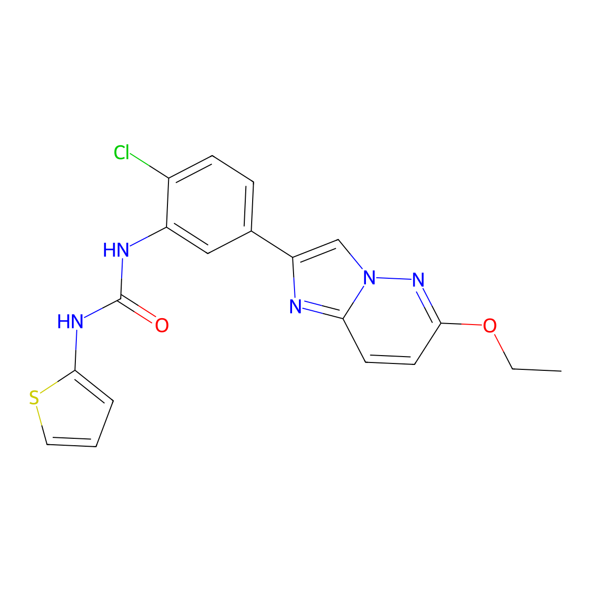 1-(2-Chloro-5-{6-ethoxyimidazo[1,2-b]pyridazin-2-yl}phenyl)-3-(thiophen-2-yl)urea molecular structure, CAS 1060349-45-2