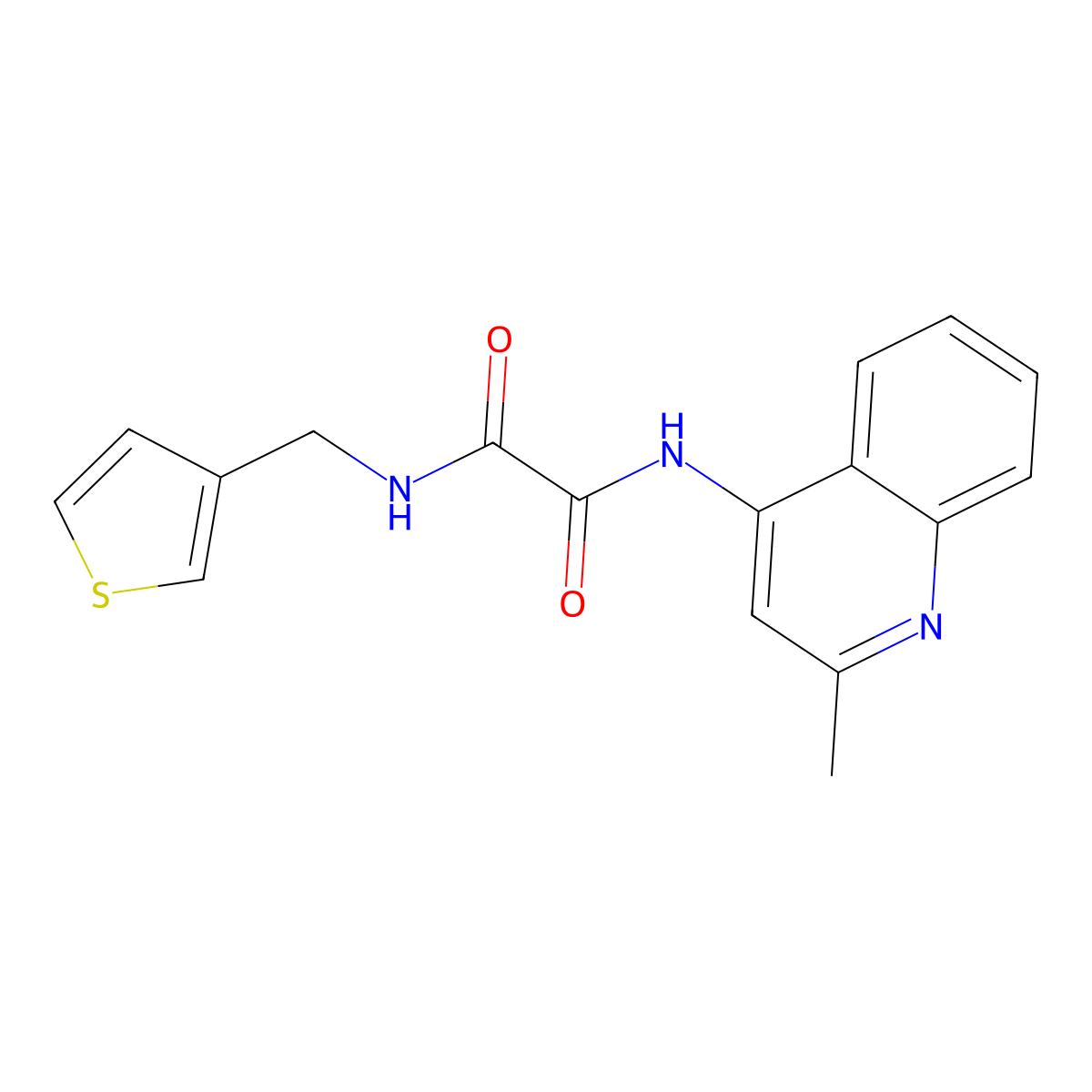 N1-(2-methylquinolin-4-yl)-N2-(thiophen-3-ylmethyl)oxalamide molecular structure, CAS 1060349-53-2