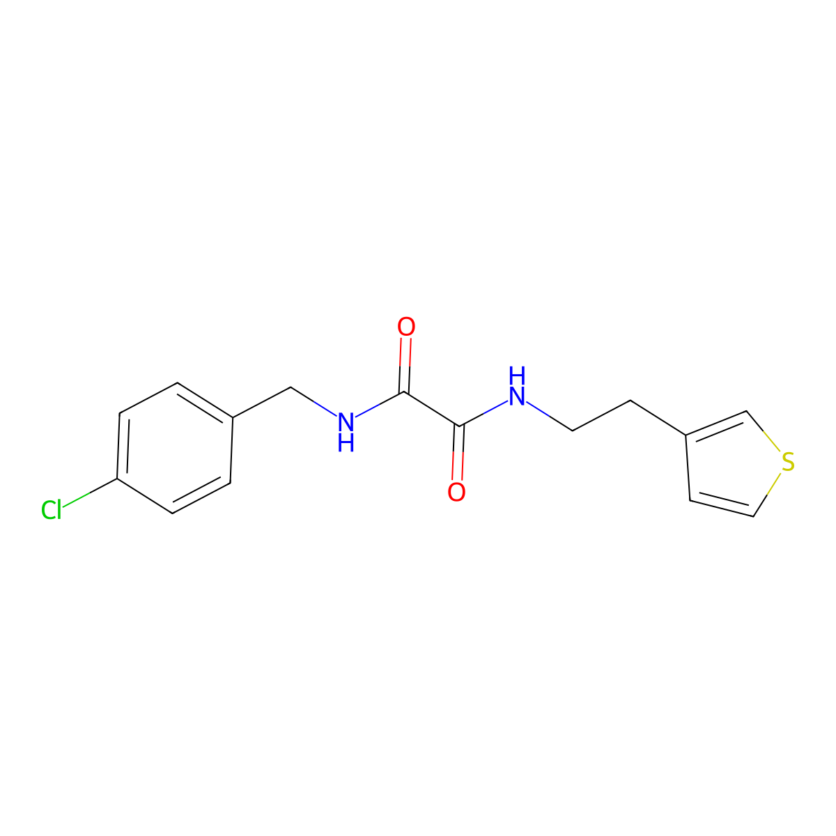 N'-[(4-chlorophenyl)methyl]-N-[2-(thiophen-3-yl)ethyl]ethanediamide molecular structure, CAS 1060350-06-2