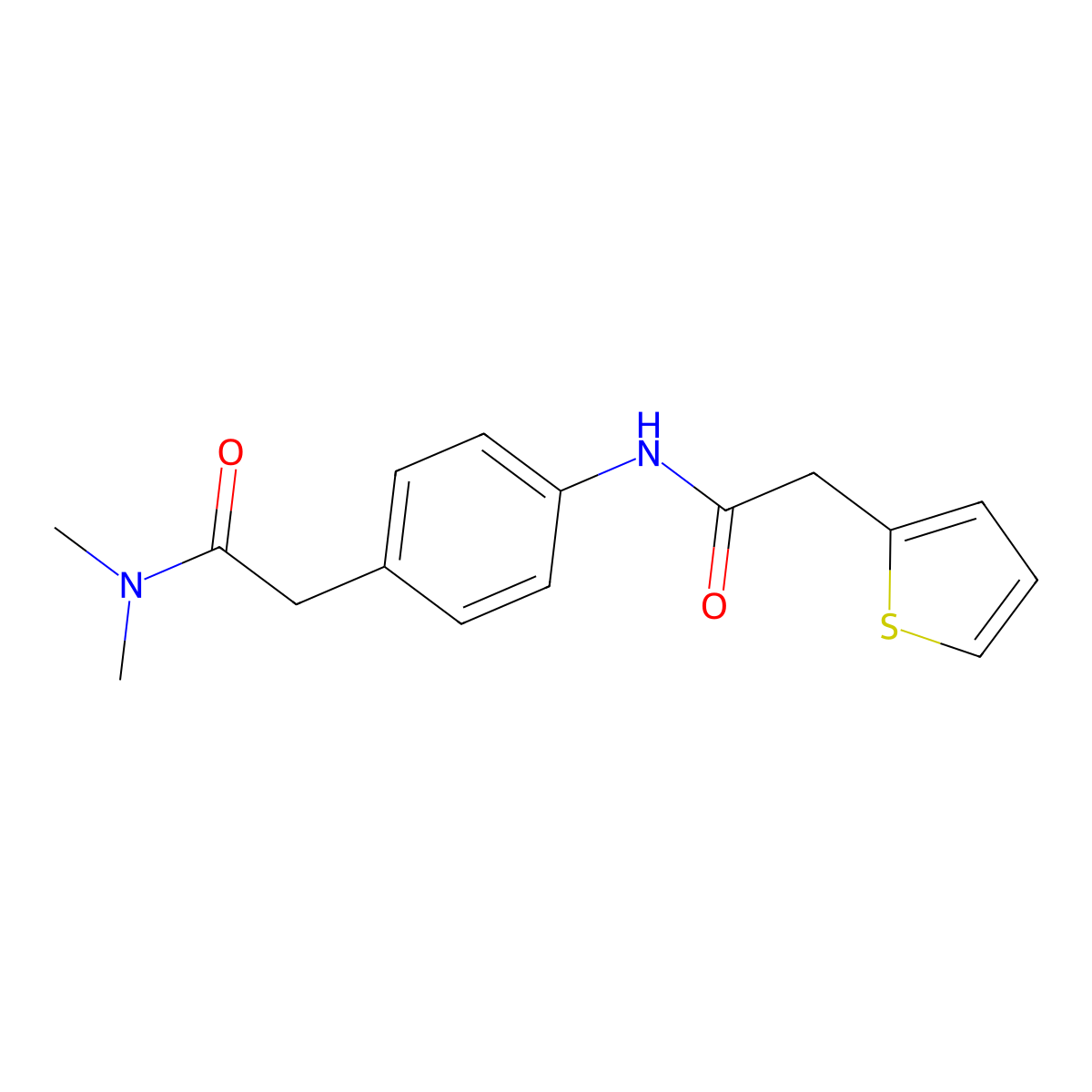 N,N-dimethyl-2-{4-[2-(thiophen-2-yl)acetamido]phenyl}acetamide molecular structure, CAS 1060351-89-4