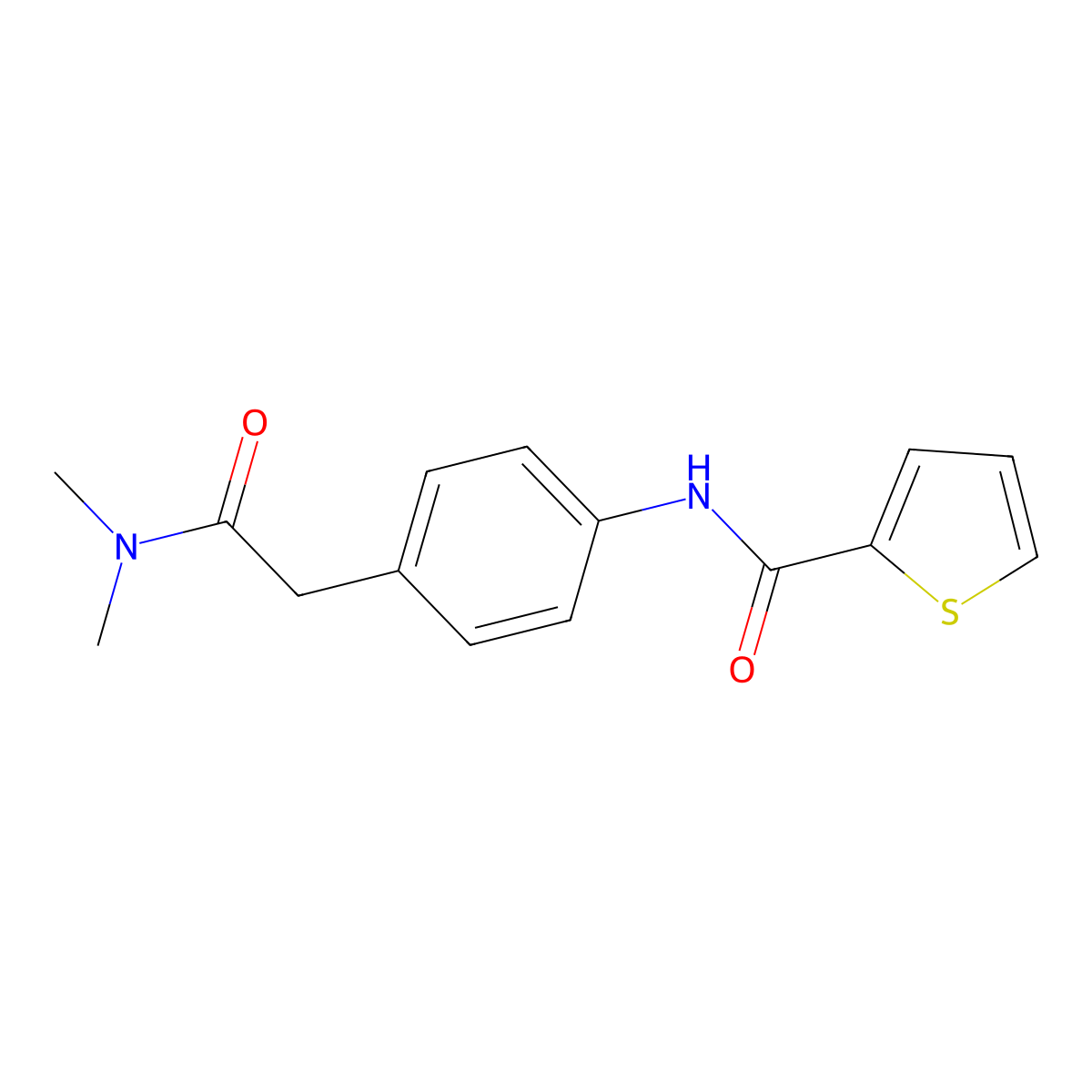 N-(4-(2-(dimethylamino)-2-oxoethyl)phenyl)thiophene-2-carboxamide molecular structure, CAS 1060352-13-7