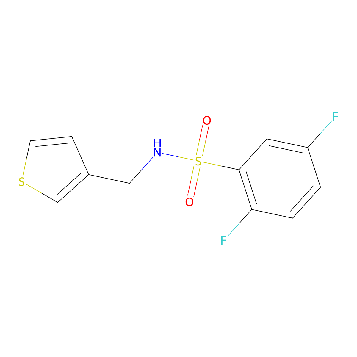 2,5-difluoro-N-[(thiophen-3-yl)methyl]benzene-1-sulfonamide molecular structure, CAS 1060352-50-2