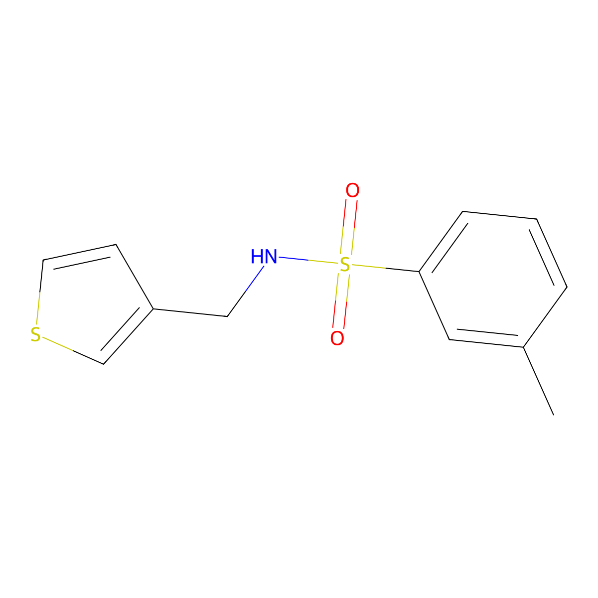 3-methyl-N-(thiophen-3-ylmethyl)benzenesulfonamide molecular structure, CAS 1060352-80-8