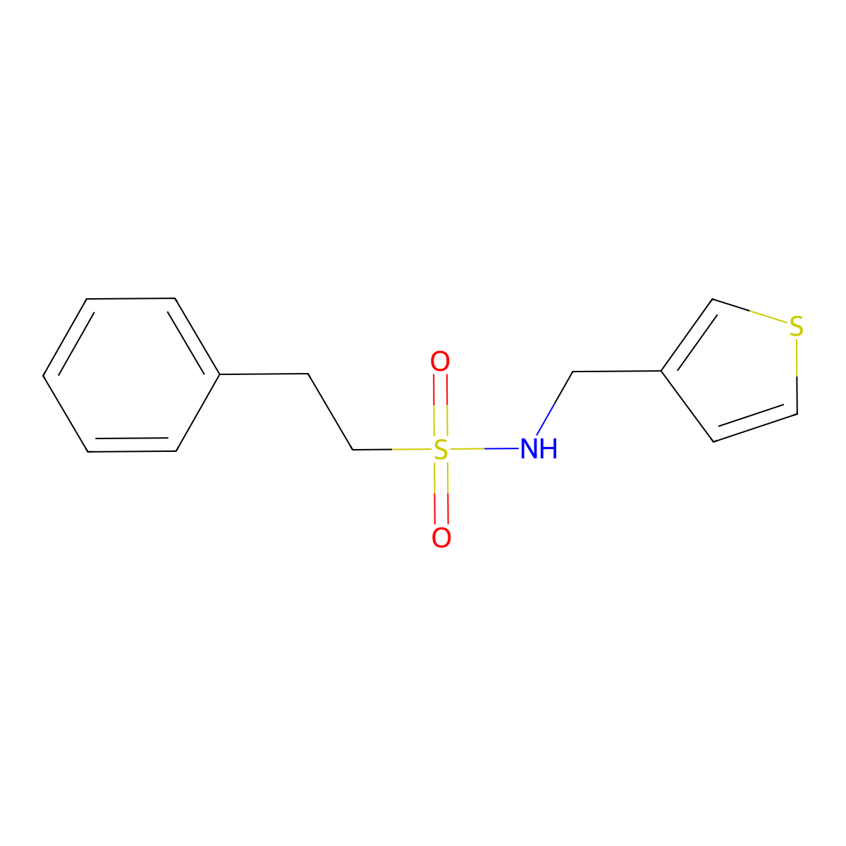 2-phenyl-N-[(thiophen-3-yl)methyl]ethane-1-sulfonamide molecular structure, CAS 1060353-04-9