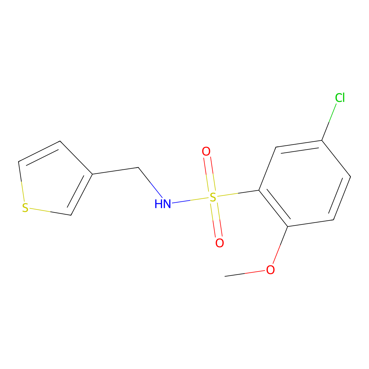 5-chloro-2-methoxy-N-(thiophen-3-ylmethyl)benzenesulfonamide molecular structure, CAS 1060353-36-7