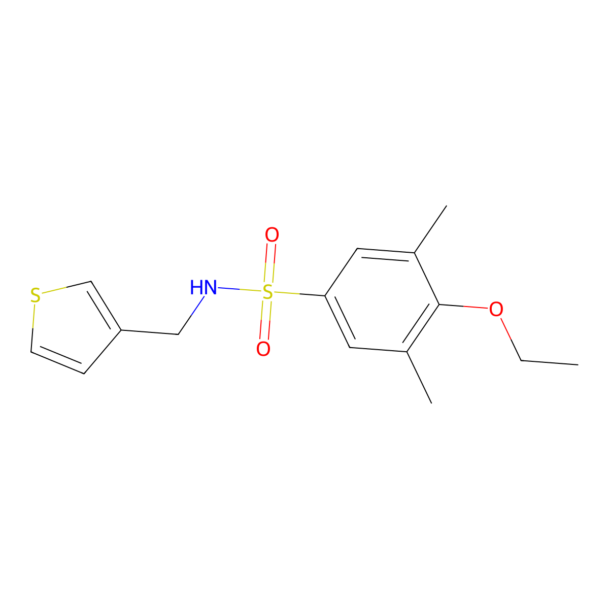 4-ethoxy-3,5-dimethyl-N-(thiophen-3-ylmethyl)benzenesulfonamide molecular structure, CAS 1060353-42-5