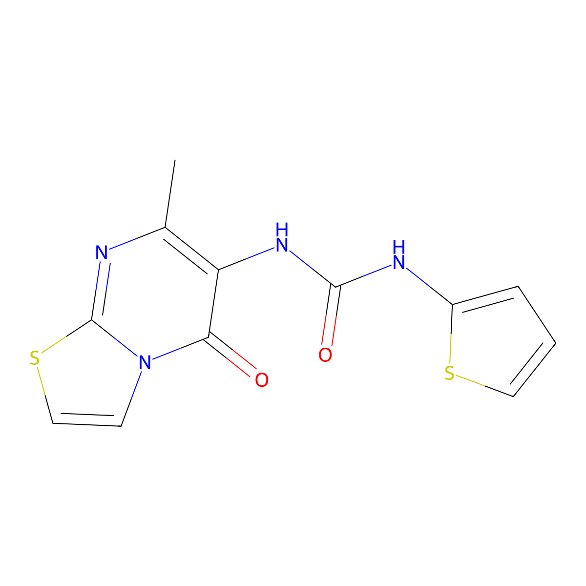 1-(7-methyl-5-oxo-5H-thiazolo[3,2-a]pyrimidin-6-yl)-3-(thiophen-2-yl)urea molecular structure, CAS 1060353-77-6
