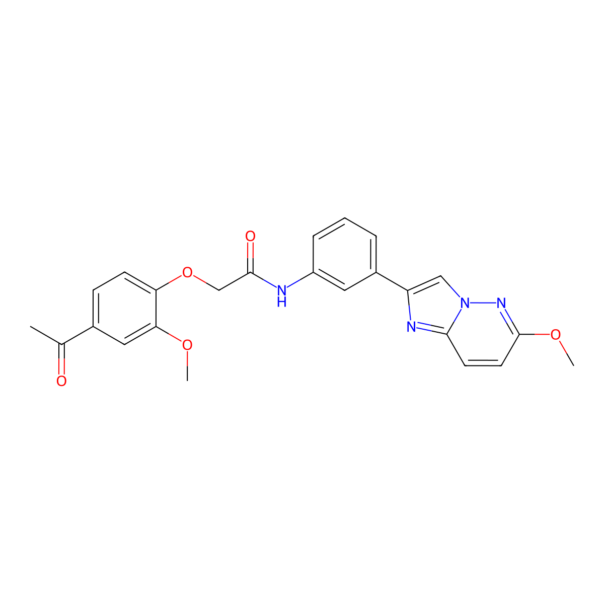 2-(4-acetyl-2-methoxyphenoxy)-N-(3-{6-methoxyimidazo[1,2-b]pyridazin-2-yl}phenyl)acetamide molecular structure, CAS 1060354-46-2
