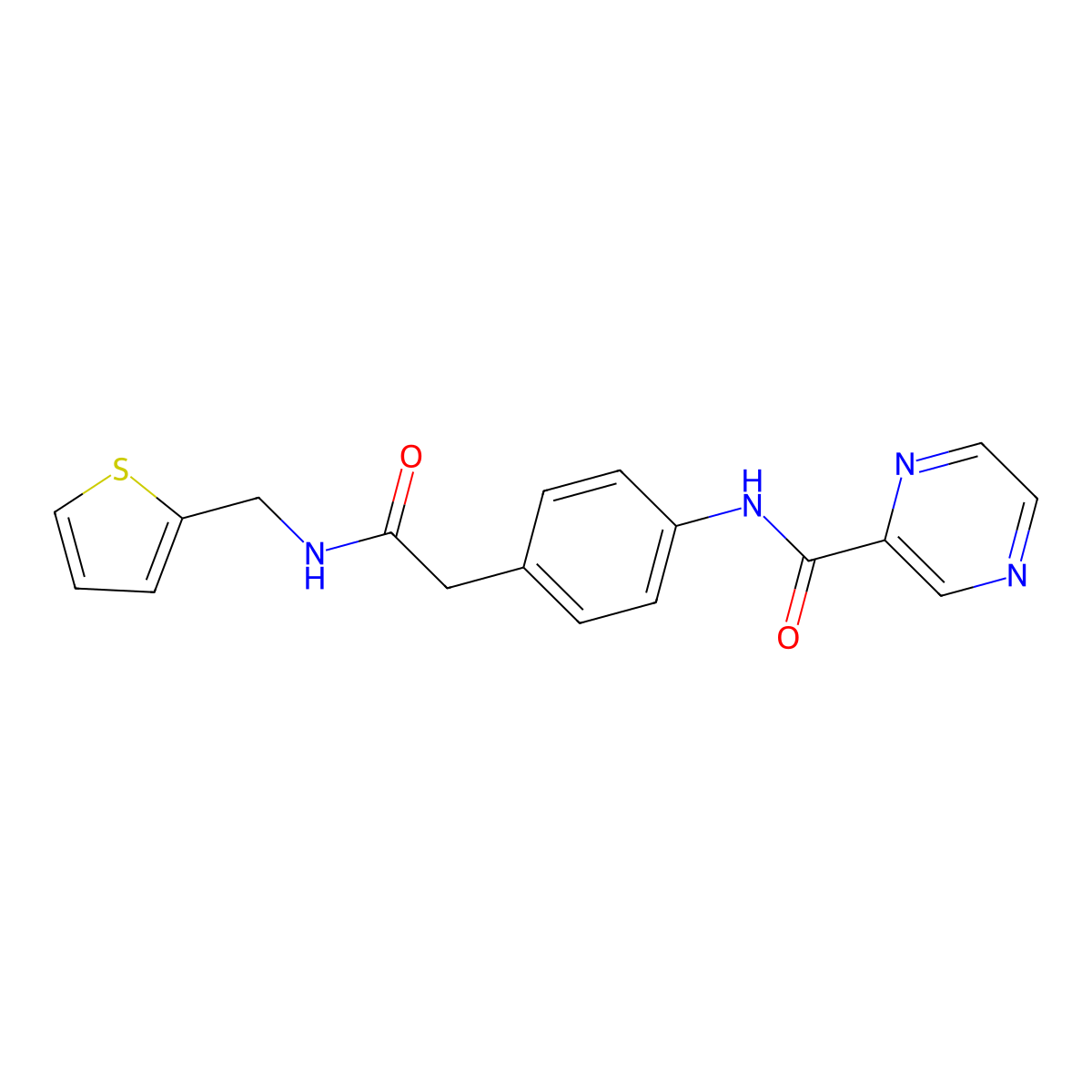 N-[4-({[(thiophen-2-yl)methyl]carbamoyl}methyl)phenyl]pyrazine-2-carboxamide molecular structure, CAS 1060356-40-2