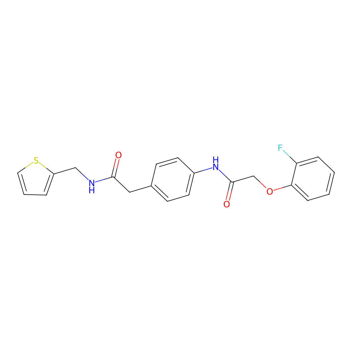 2-(2-fluorophenoxy)-N-[4-({[(thiophen-2-yl)methyl]carbamoyl}methyl)phenyl]acetamide molecular structure, CAS 1060356-52-6