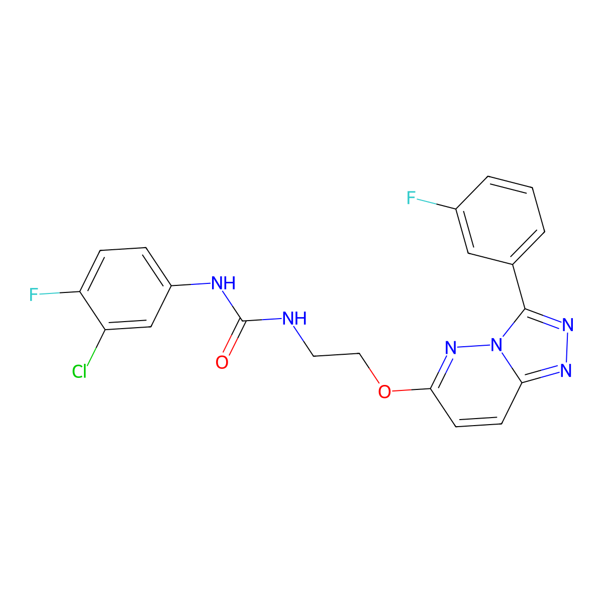 1-(3-Chloro-4-fluorophenyl)-3-(2-{[3-(3-fluorophenyl)-[1,2,4]triazolo[4,3-b]pyridazin-6-yl]oxy}ethyl)urea molecular structure, CAS 1060357-51-8