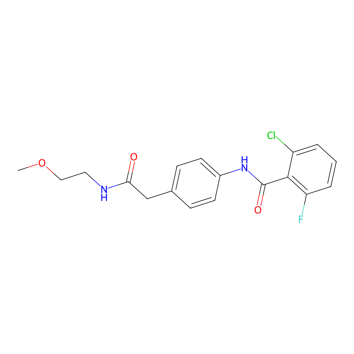 2-chloro-6-fluoro-N-(4-{[(2-methoxyethyl)carbamoyl]methyl}phenyl)benzamide molecular structure, CAS 1060361-95-6