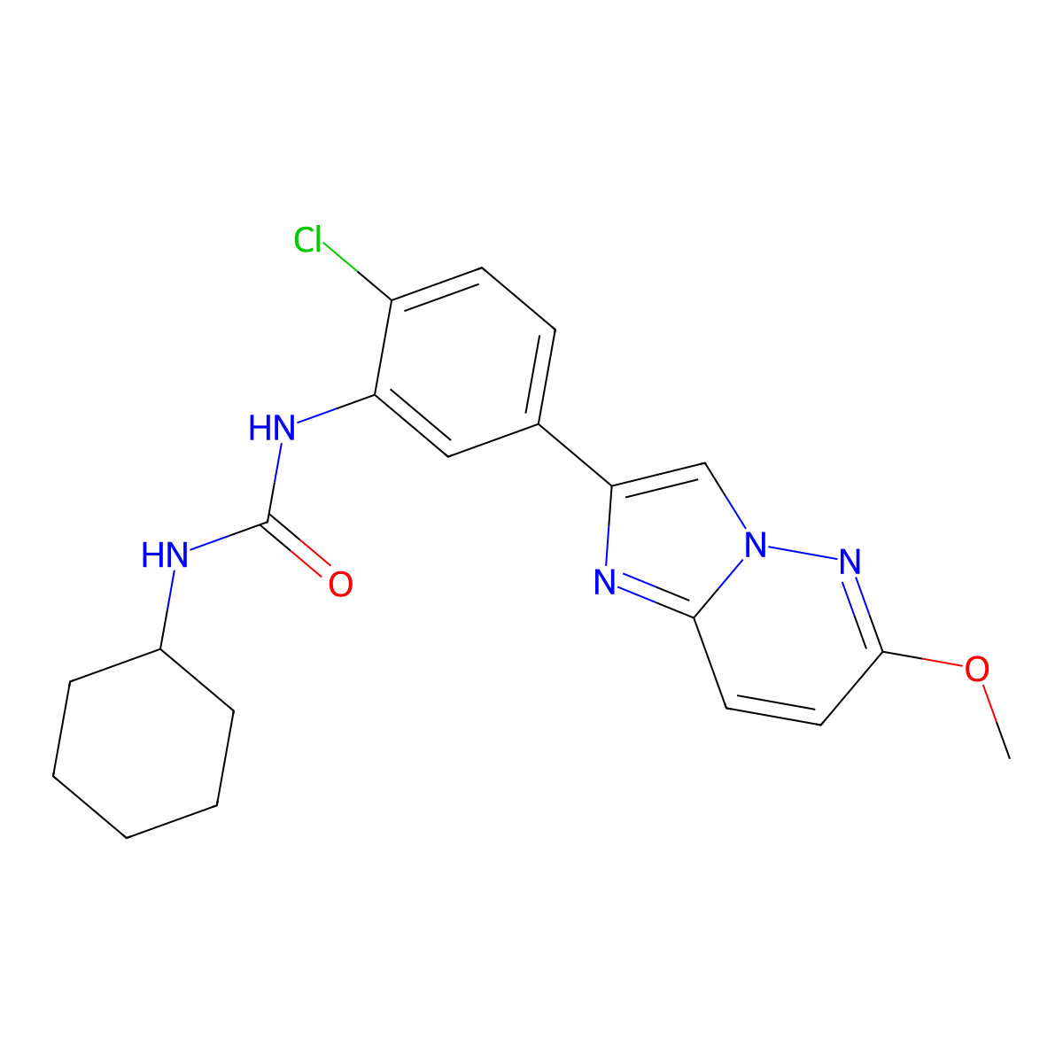 1-(2-Chloro-5-(6-methoxyimidazo[1,2-b]pyridazin-2-yl)phenyl)-3-cyclohexylurea molecular structure, CAS 1060362-08-4
