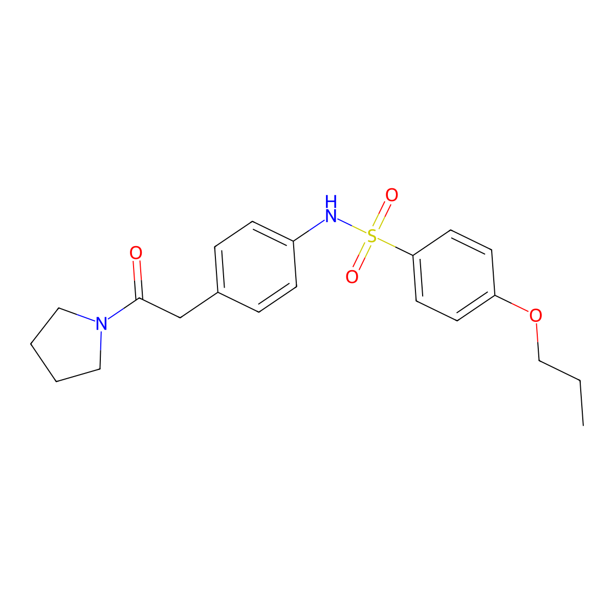 N-(4-(2-oxo-2-(pyrrolidin-1-yl)ethyl)phenyl)-4-propoxybenzenesulfonamide molecular structure, CAS 1060367-23-8