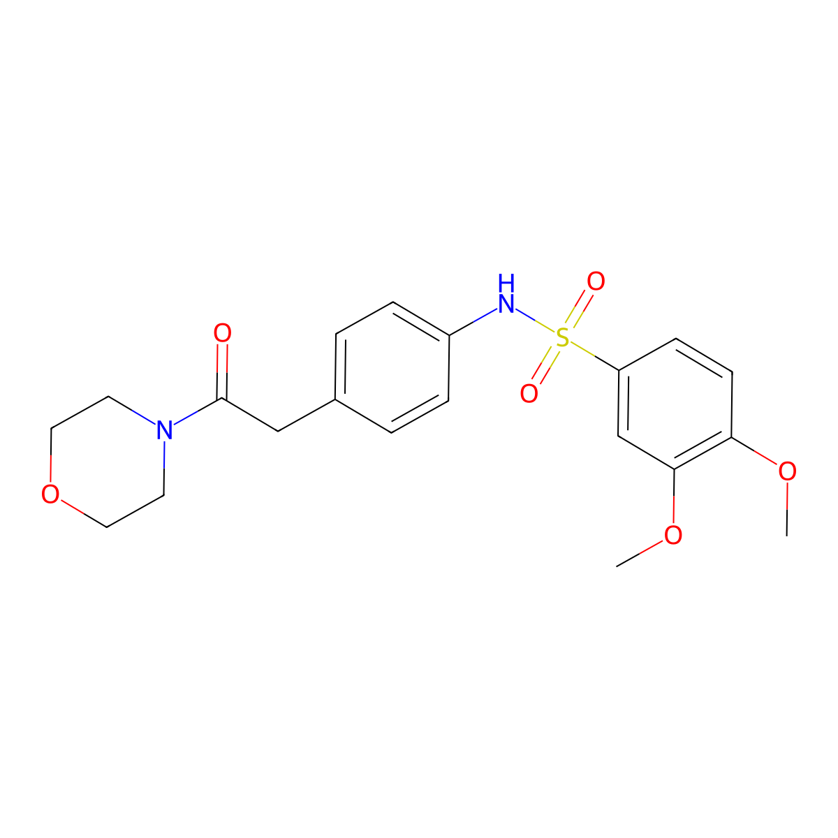 3,4-dimethoxy-N-(4-(2-morpholino-2-oxoethyl)phenyl)benzenesulfonamide molecular structure, CAS 1060368-25-3
