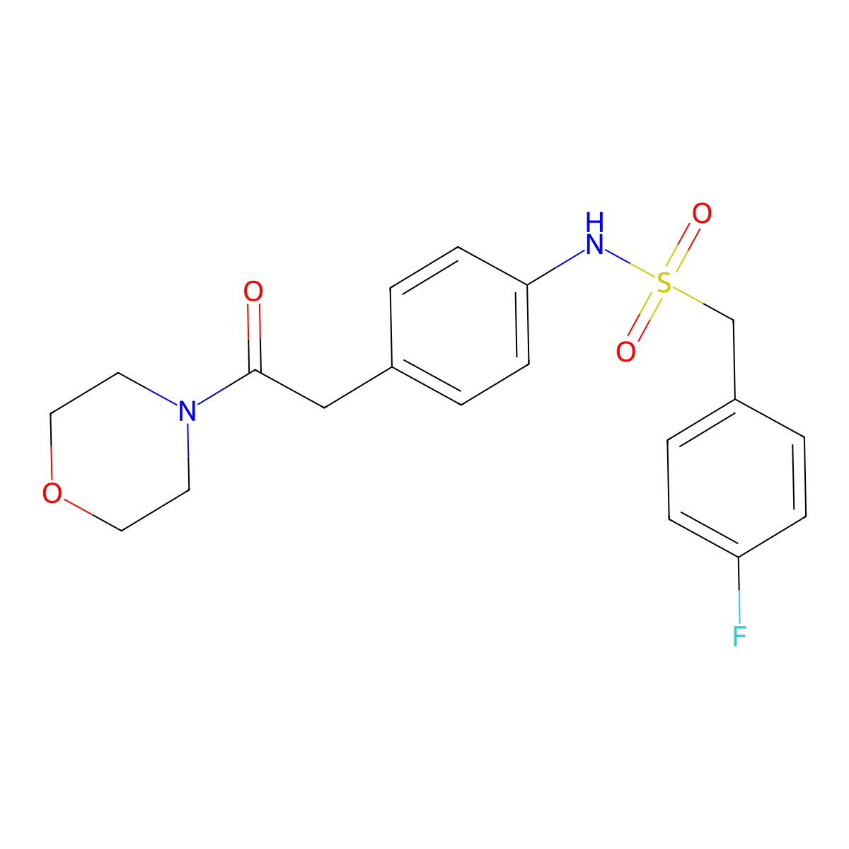 1-(4-fluorophenyl)-N-{4-[2-(morpholin-4-yl)-2-oxoethyl]phenyl}methanesulfonamide molecular structure, CAS 1060370-80-0