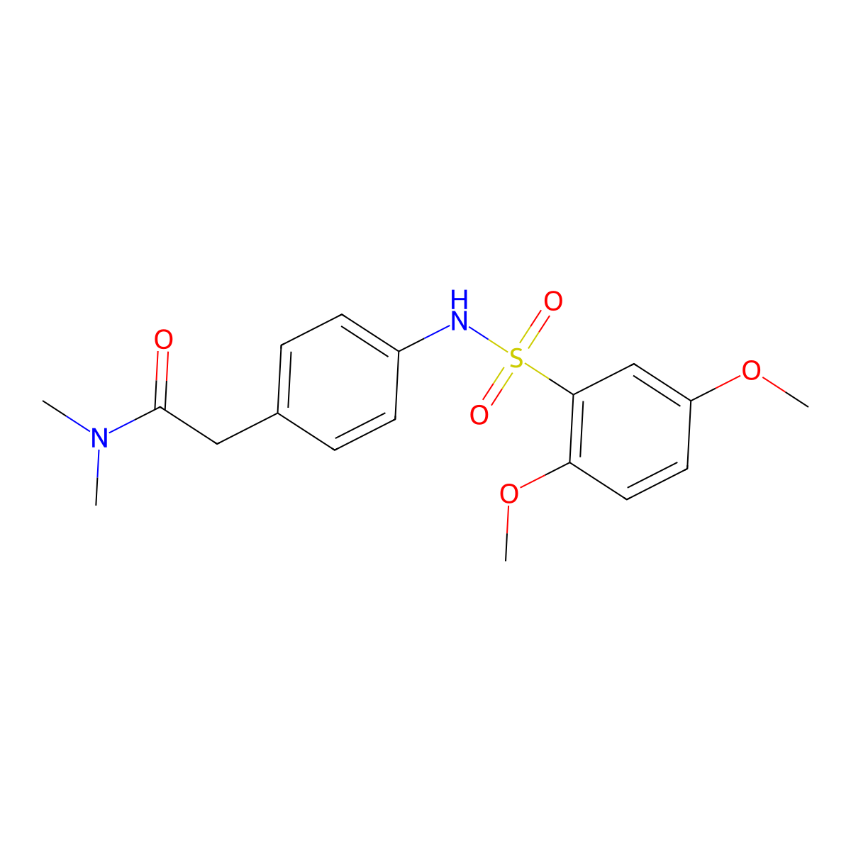 2-[4-(2,5-dimethoxybenzenesulfonamido)phenyl]-N,N-dimethylacetamide molecular structure, CAS 1060373-73-0