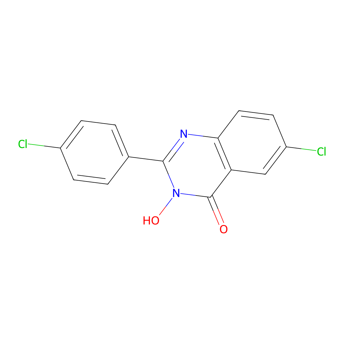 6-chloro-2-(4-chlorophenyl)-3-hydroxy-4(3H)-quinazolinone molecular structure, CAS 106038-62-4