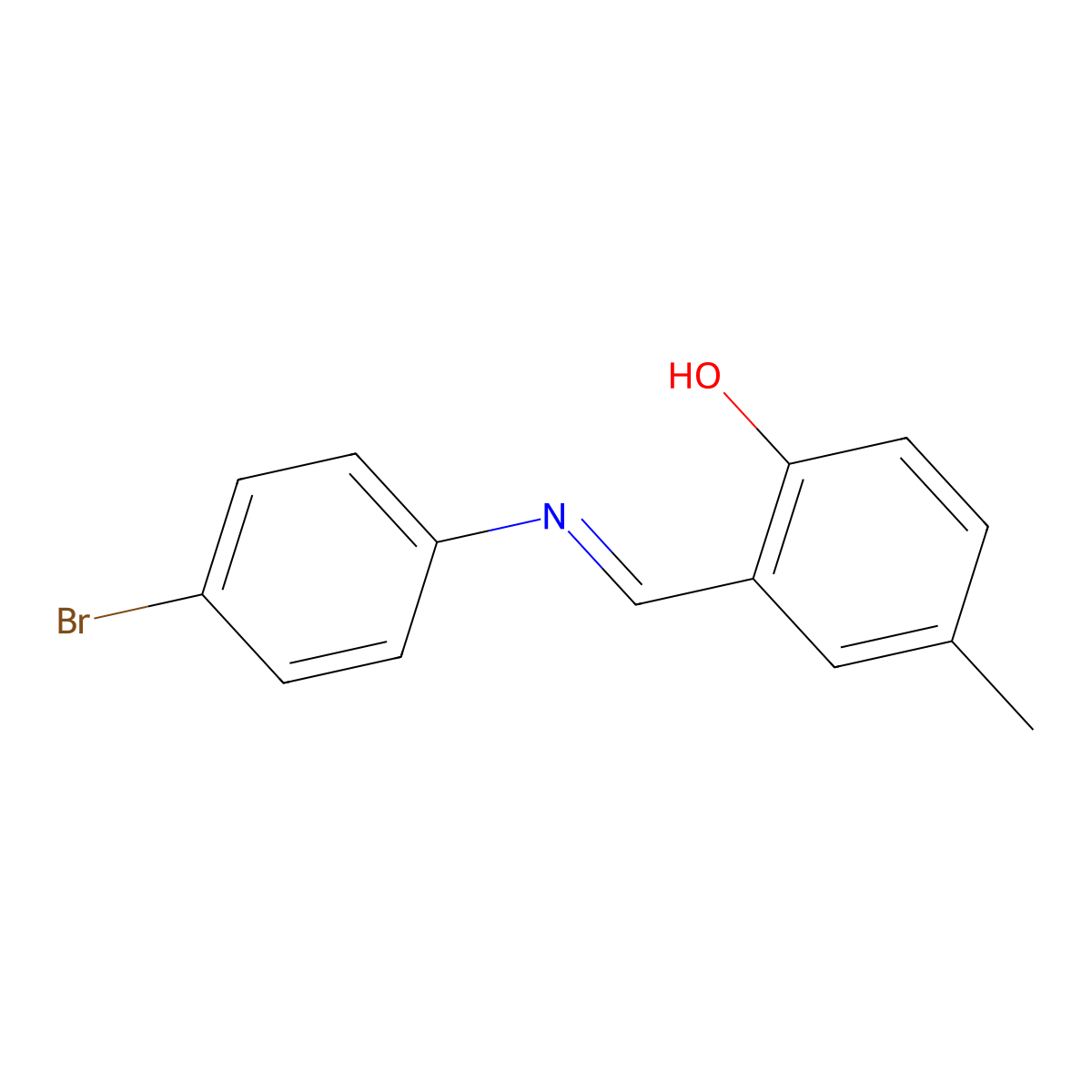 Phenol, 2-[[(4-bromophenyl)imino]methyl]-4-methyl- molecular structure, CAS 106038-85-1