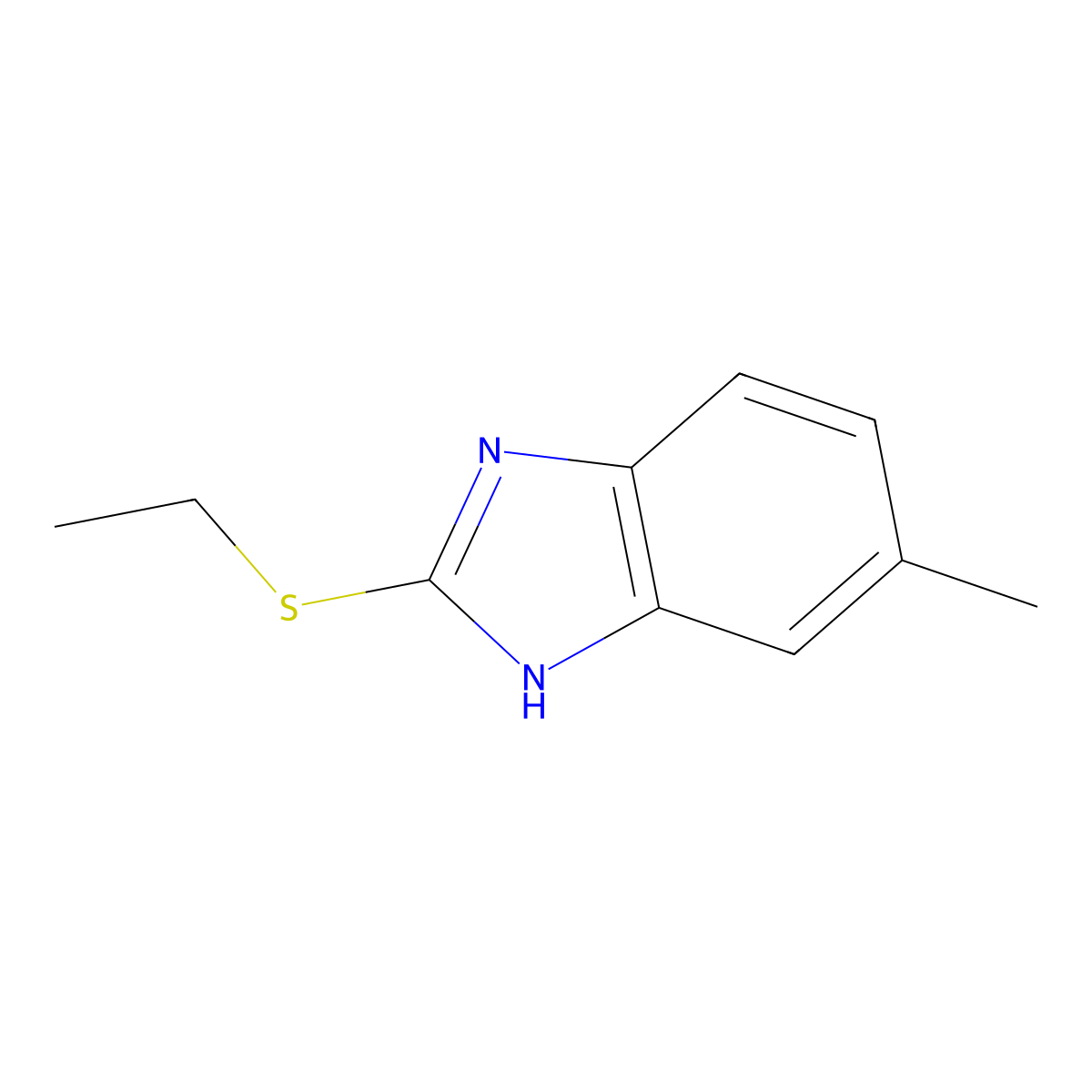 2-ethylsulfanyl-6-methyl-1H-benzimidazole molecular structure, CAS 106039-67-2