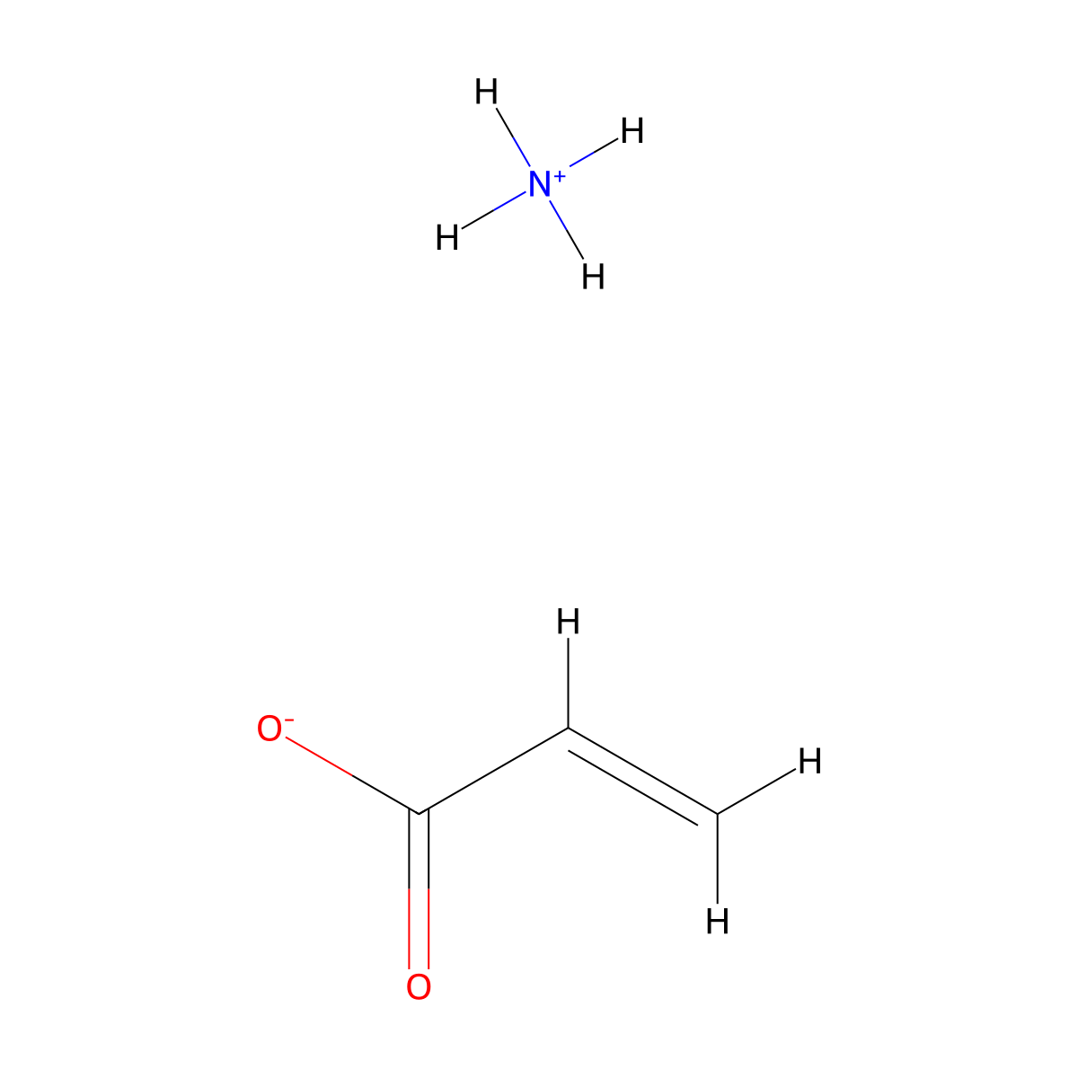 Ammonium acrylate molecular structure, CAS 10604-69-0