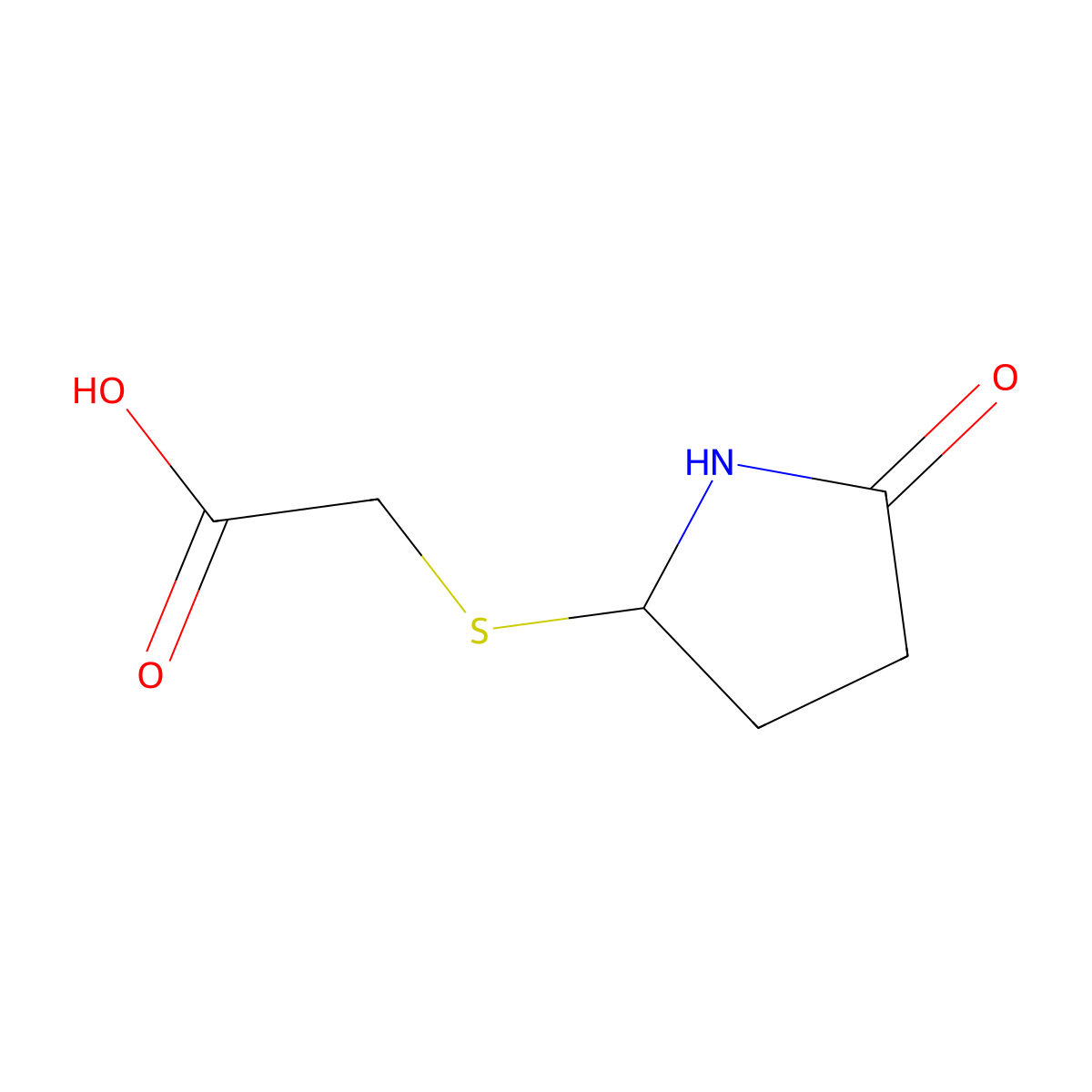 2-[(5-Oxo-2-pyrrolidinyl)sulfanyl]acetic acid molecular structure, CAS 106040-00-0