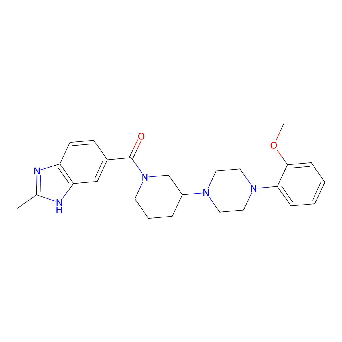 6-({3-[4-(2-methoxyphenyl)-1-piperazinyl]-1-piperidinyl}carbonyl)-2-methyl-1H-benzimidazole molecular structure, CAS 1060416-33-2
