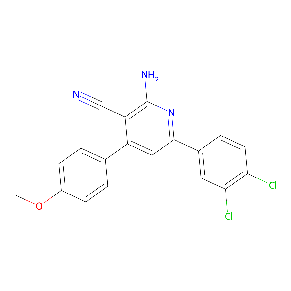 2-Amino-6-(3,4-dichlorophenyl)-4-(4-methoxyphenyl)nicotinonitrile molecular structure, CAS 106043-97-4