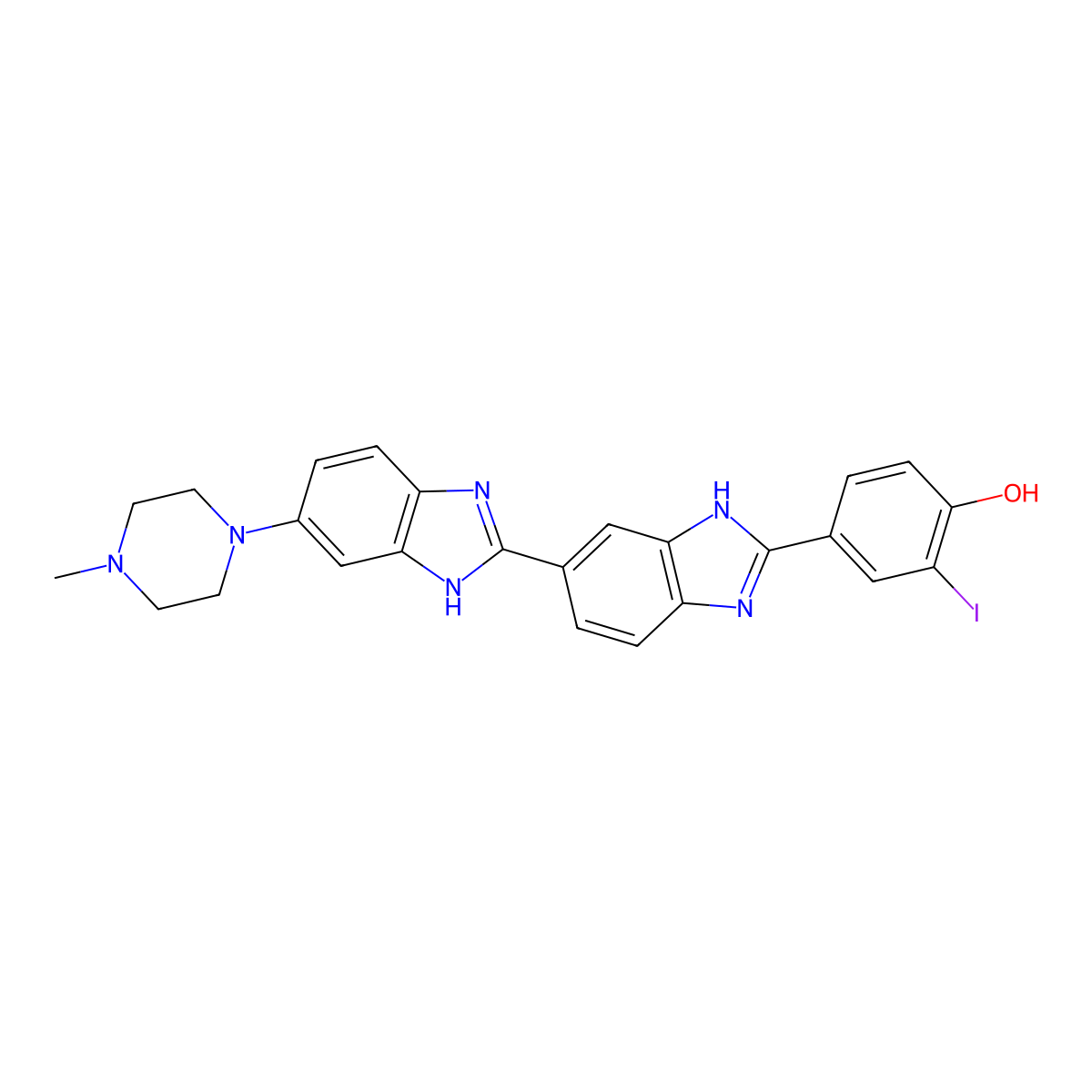 2-(2-(3-Iodo-4-hydroxyphenyl)-6-benzimidazolyl)-6-(1-methyl-4-piperazyl)benzimidazole molecular structure, CAS 106050-84-4
