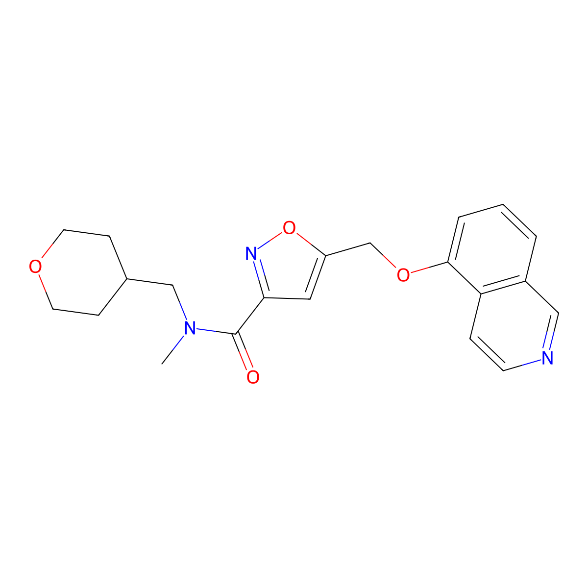 5-[(5-Isoquinolinyloxy)methyl]-N-methyl-N-[(tetrahydro-2H-pyran-4-yl)methyl]-3-isoxazolecarboxamide molecular structure, CAS 1060507-06-3