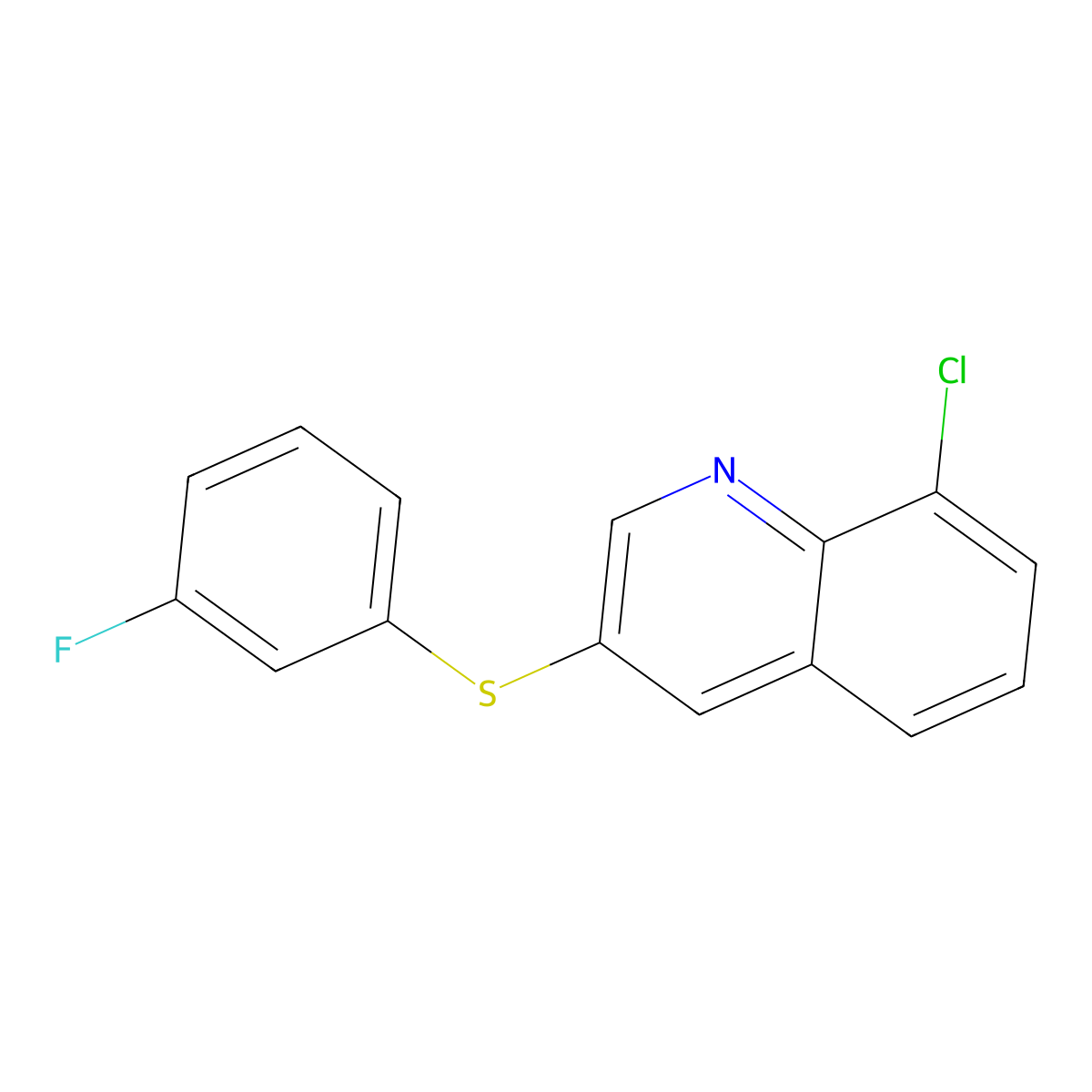8-Chloro-3-((3-fluorophenyl)thio)quinoline molecular structure, CAS 1060579-26-1