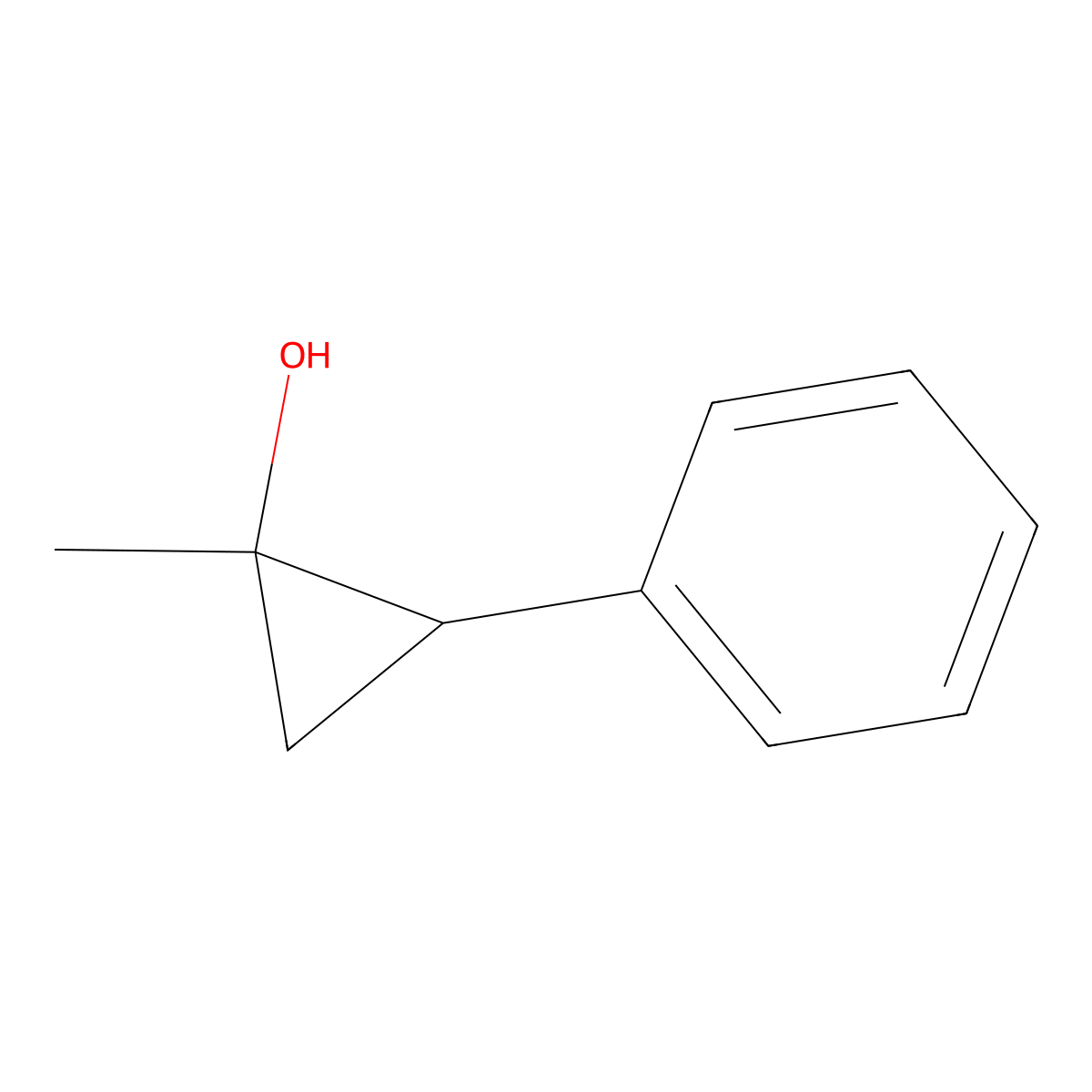 (1R,2S)-1-methyl-2-phenylcyclopropan-1-ol molecular structure, CAS 10606-63-0