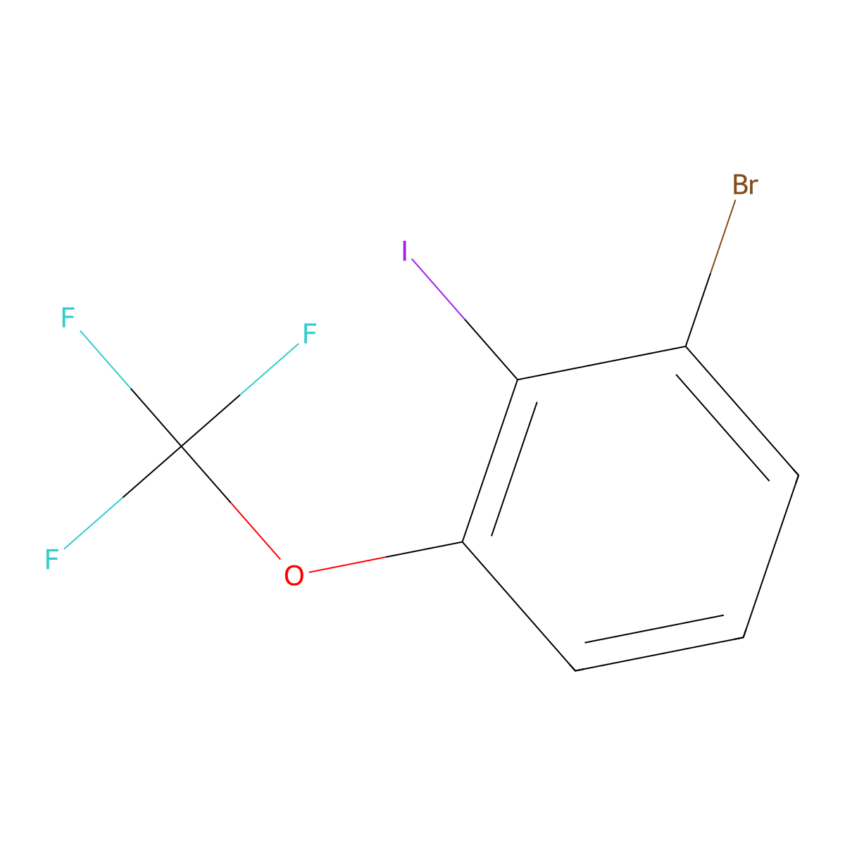 1-Bromo-2-iodo-3-(trifluoromethoxy)benzene molecular structure, CAS 1060691-36-2