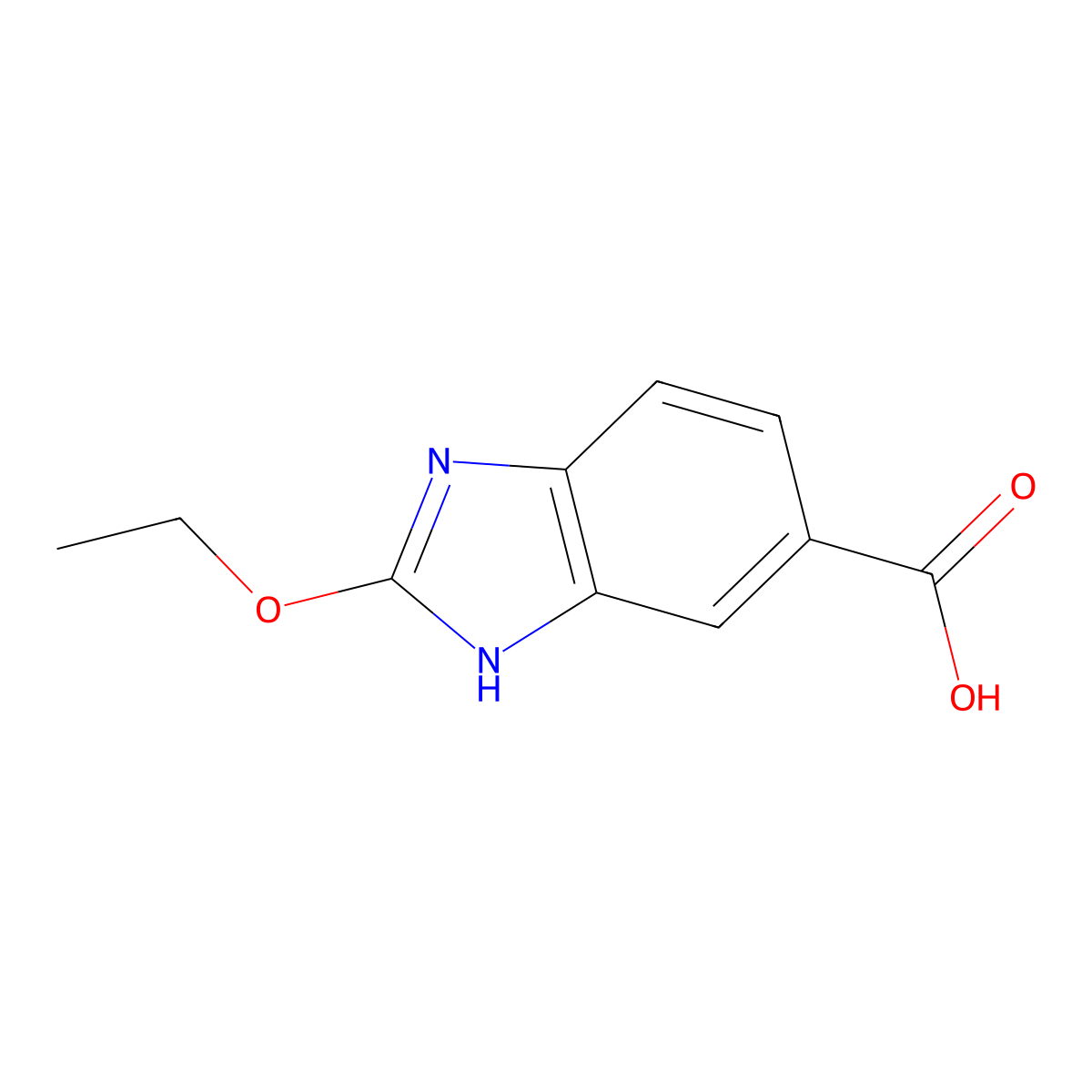 2-ethoxy-1H-1,3-benzodiazole-5-carboxylic acid molecular structure, CAS 1060705-46-5