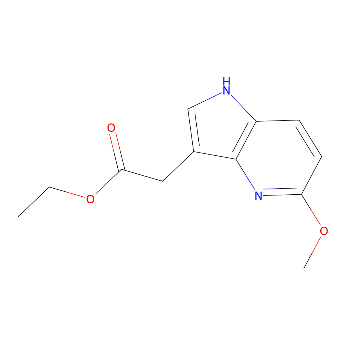 ethyl 2-(5-methoxy-1H-pyrrolo[3,2-b]pyridin-3-yl)acetate molecular structure, CAS 1060717-87-4