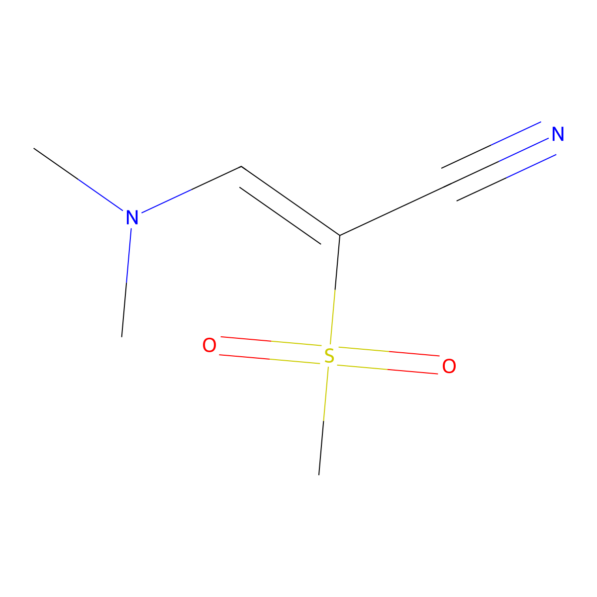 (2E)-3-(dimethylamino)-2-methanesulfonylprop-2-enenitrile molecular structure, CAS 106073-27-2
