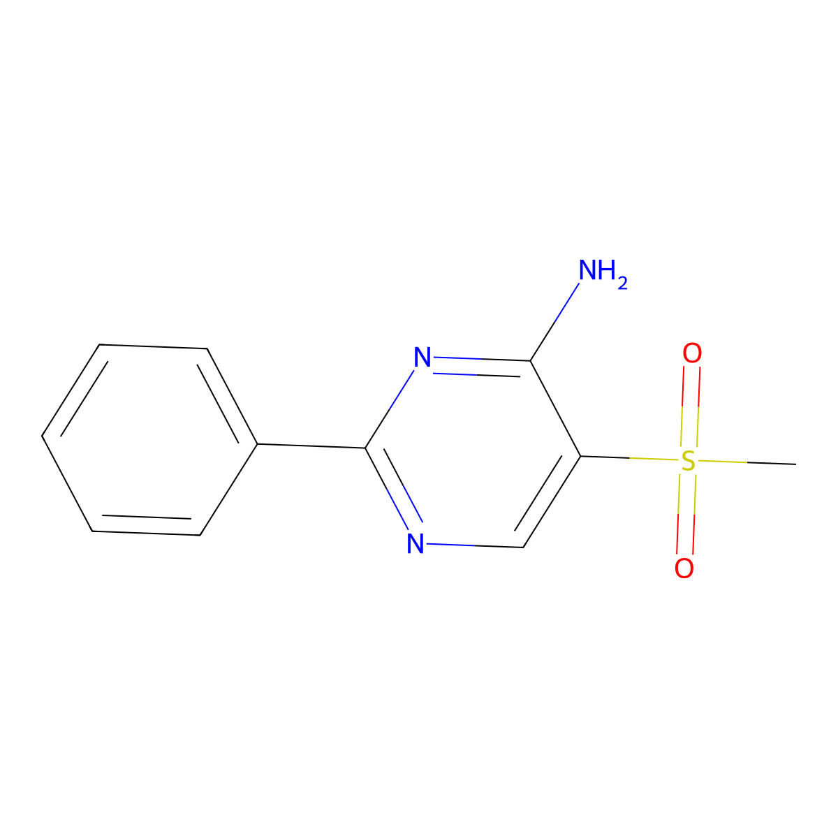 5-(Methylsulfonyl)-2-phenylpyrimidin-4-amine molecular structure, CAS 106073-41-0