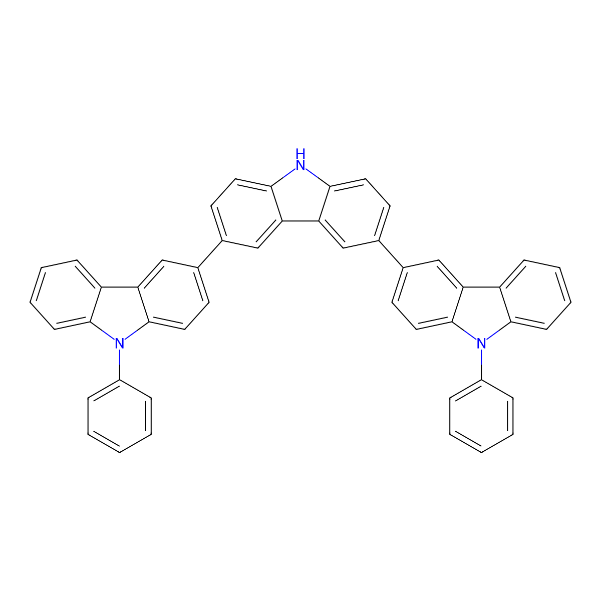 9,9''-Diphenyl-9H,9'H,9''H-3,3':6',3''-tercarbazole molecular structure, CAS 1060735-19-4