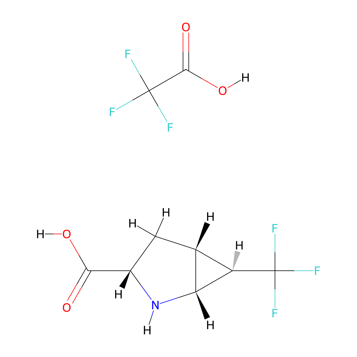 (1R,3S,5R,6R)-6-(trifluoromethyl)-2-azabicyclo[3.1.0]hexane-3-carboxylic acid; trifluoroacetic acid molecular structure, CAS 1060742-04-2