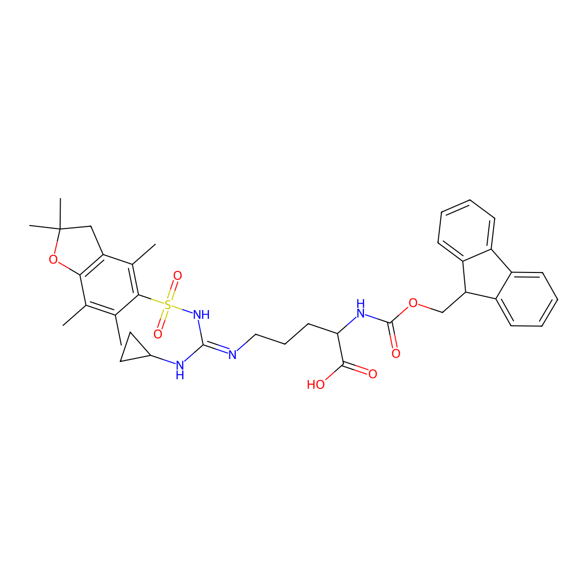 Fmoc-L-Arg(c-Pr,Pbf)-OH molecular structure, CAS 1060769-41-6