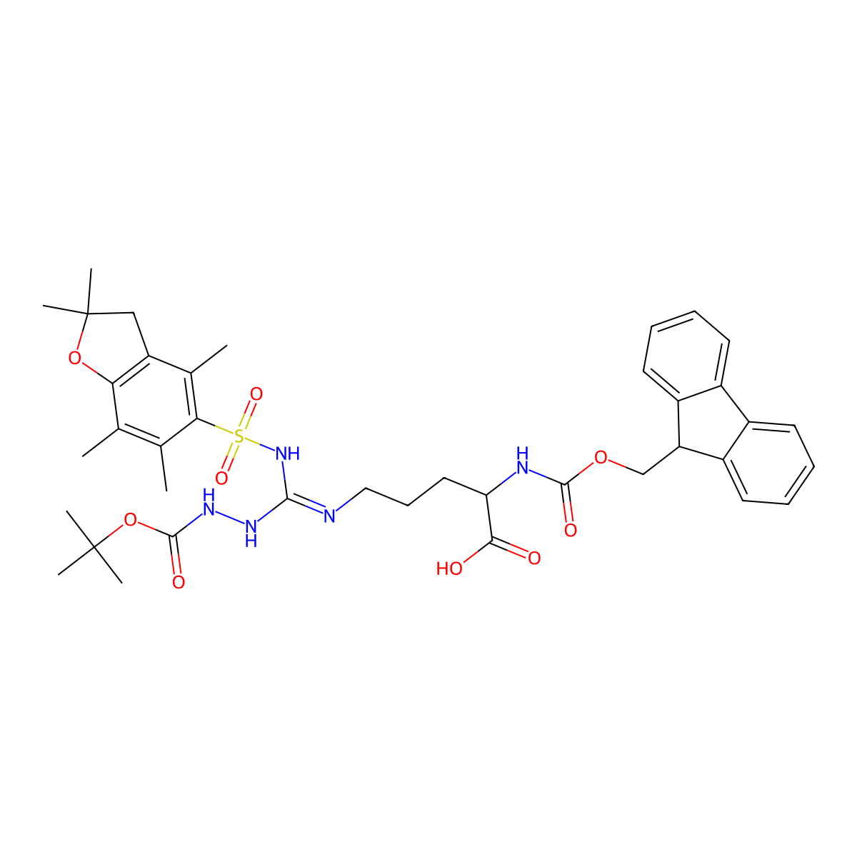 (S)-Fmoc-2-amino-5-[(N'-Pbf-N''-Boc-amino)-guanidino]-pentanoic acid molecular structure, CAS 1060769-54-1