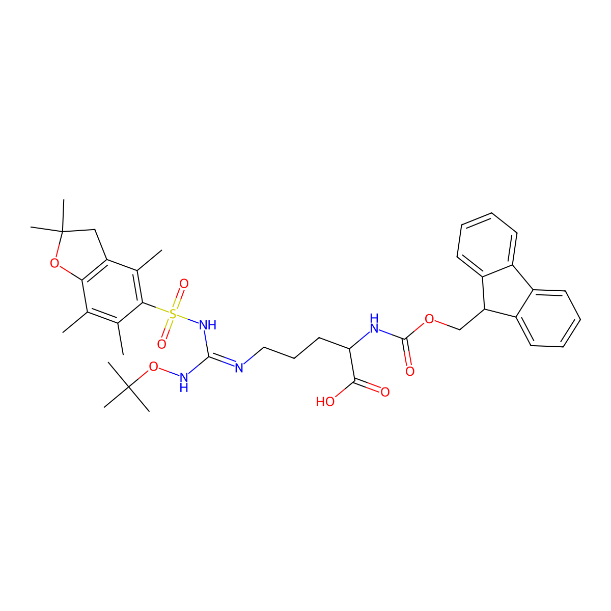 (S)-Fmoc-2-amino-5-[(N'-Pbf-N''-tert-butoxy)-guanidino]-pentanoic acid molecular structure, CAS 1060769-55-2