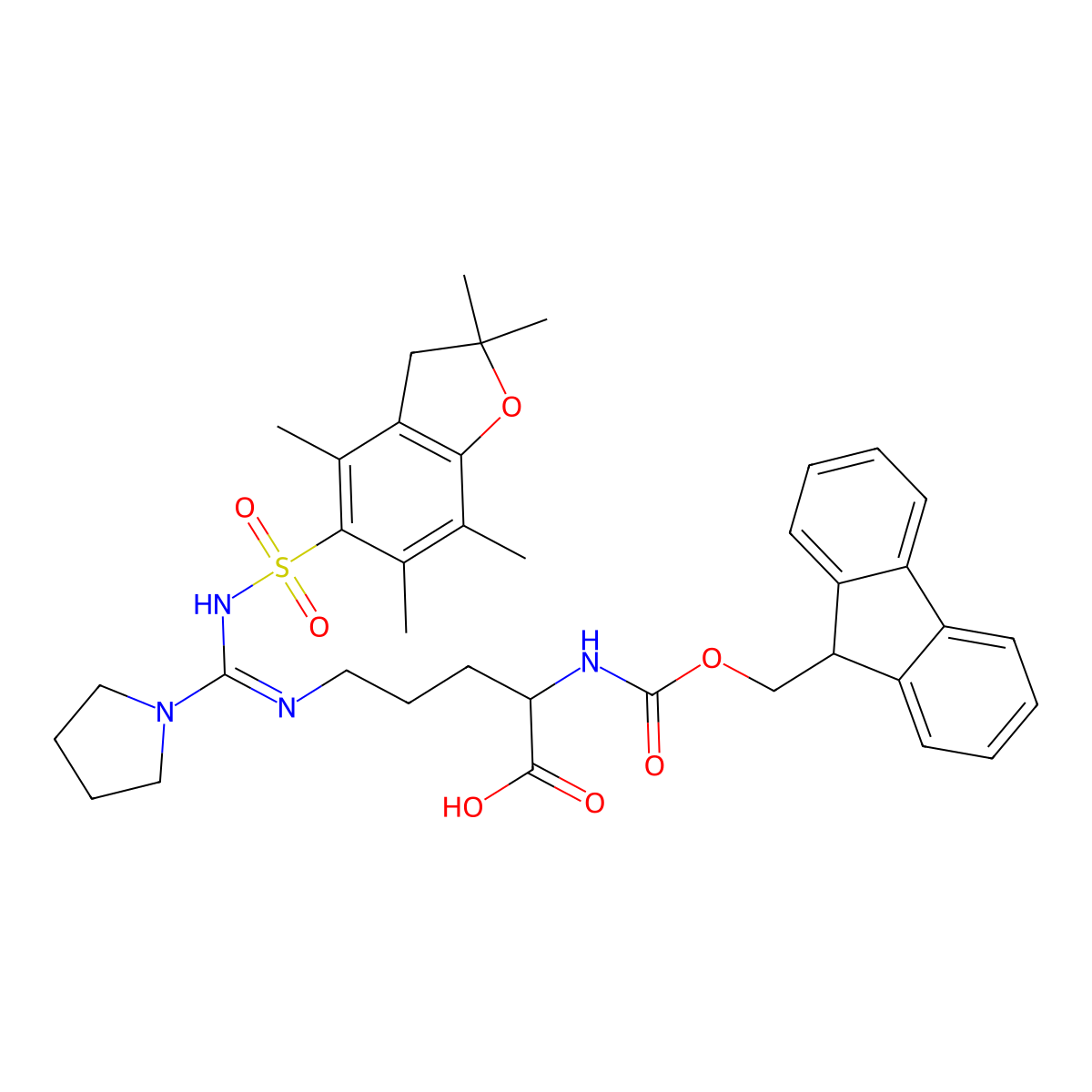 Fmoc-Arg(Pyrrodine, Pbf)-OH molecular structure, CAS 1060769-57-4