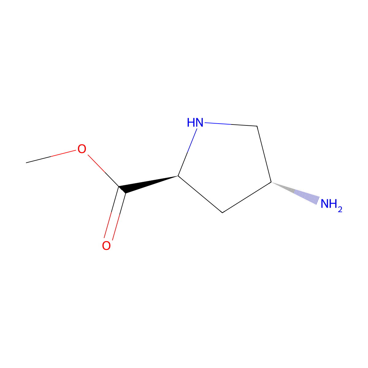 (2S,4R)-methyl 4-aminopyrrolidine-2-carboxylate molecular structure, CAS 1060775-42-9
