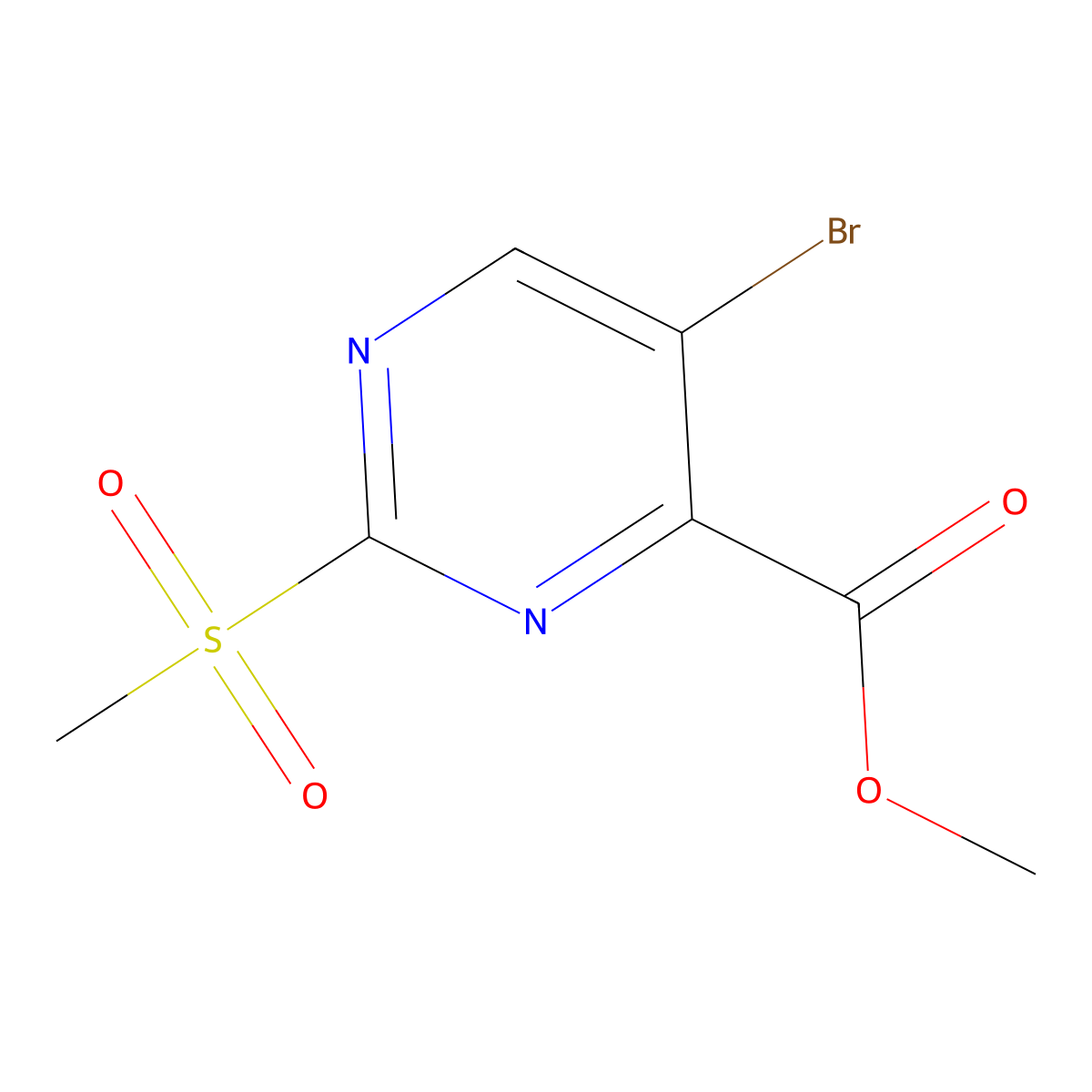 Methyl 5-bromo-2-(methylsulfonyl)-4-pyrimidinecarboxylate molecular structure, CAS 1060795-14-3